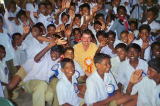 Christian with the children